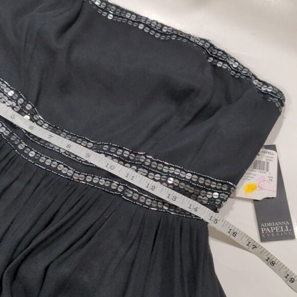 Adrianna Papell Evening Black Silk Beaded Strapless Dress size 12 - Picture 14 of 15